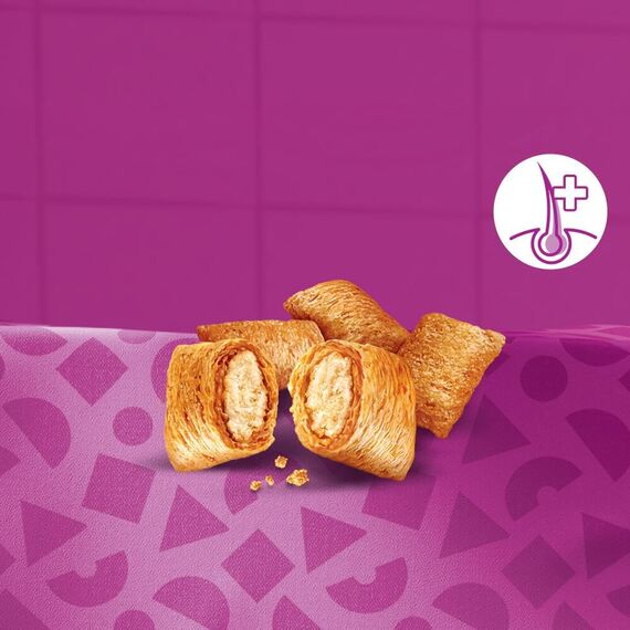 Whiskas Pounce & Play Katzensnacks im Portionsbeutel für ausgewachsene Katzen mit Huhn 8x45g
