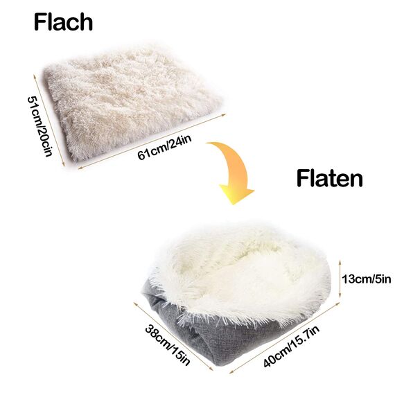 VERTUPET Katzenbett 2 in 1 Flauschig katzenkissen Plüsch Weich Katzenkissen Waschbar Schlafplatz Katzensofa, Haustierbett Hundebett Katzendecke für Katze und Kleine Hunde (Grau)