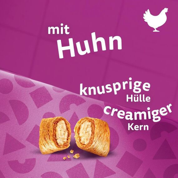 Whiskas Pounce & Play Katzensnacks im Portionsbeutel für ausgewachsene Katzen mit Huhn 8x45g