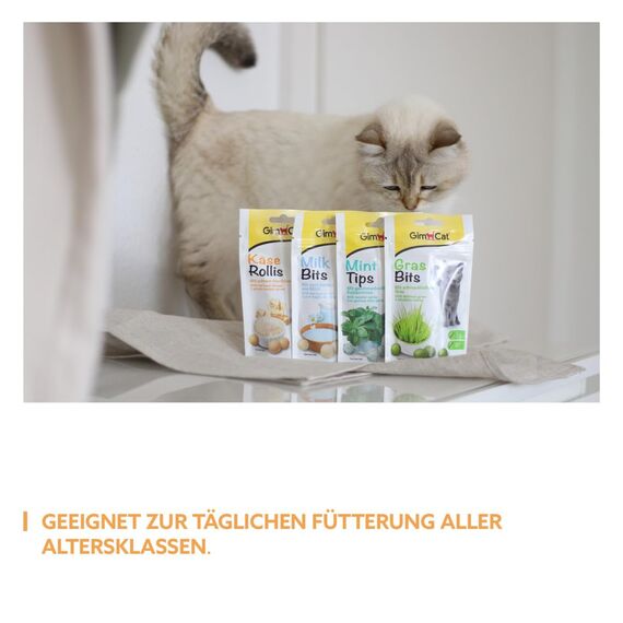 GimCat Käse Rollis - Getreidefreier und vitaminreicher Katzensnack mit echtem Hartkäse - 8er Pack (8 x 40 g)