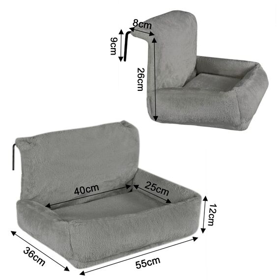 lionto Katzenheizungsliege mit kuscheligem Plüschbezug, warmes Katzenbett zum Einhängen mit Metallhaken für alle gängigen Heizungen, waschbare Katzenhängematte aus gemütlichem Material, dunkelgrau