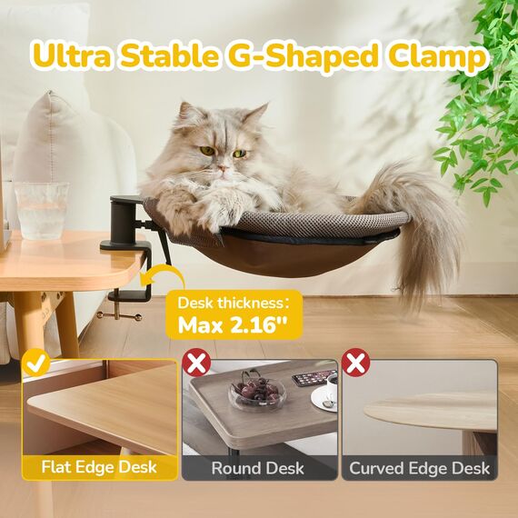 CATISM Hängebett für Katzen 360 ° drehendes Schreibtisch Katzenbett Katzenliege Katzenhängematte katzenkorb zum schlafen Katzen Hängematte Bett 36x38cm bis 20 kg