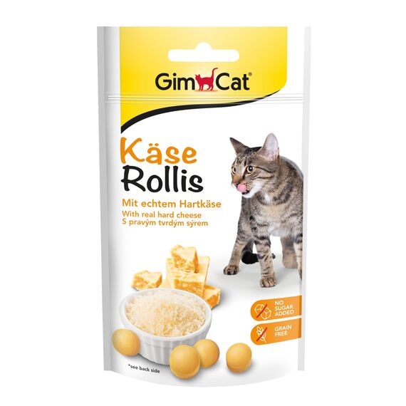 GimCat Käse Rollis - Getreidefreier und vitaminreicher Katzensnack mit echtem Hartkäse - 8er Pack (8 x 40 g)