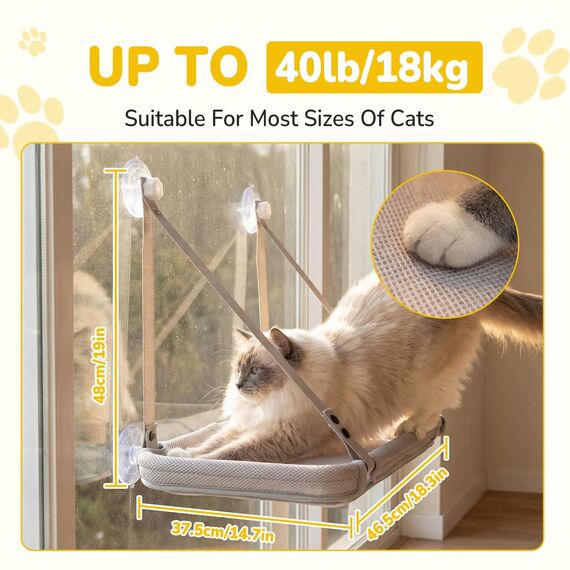 CATISM 2-in-1 Katzenbett für Schreibtisch & Faltbare Katzen Hängematte bis 18 kg, Katzen Fensterliege Hängematte Waschbarer Verstellbare Katzen Schreibtisch Bett Verstärkte Katzenhängematte