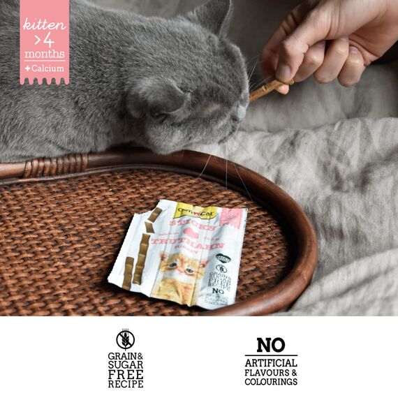 GimCat Sticks Kitten Truthahn - Softe Kaustangen mit hohem Fleischanteil und ohne Zuckerzusatz - 1 Packung (1 x 3 Sticks) (Packung mit 5)