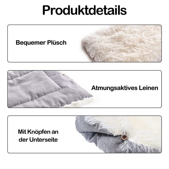 VERTUPET Katzenbett 2 in 1 Flauschig katzenkissen Plüsch Weich Katzenkissen Waschbar Schlafplatz Katzensofa, Haustierbett Hundebett Katzendecke für Katze und Kleine Hunde (Grau)