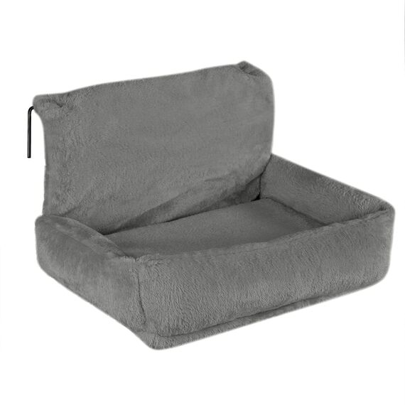 lionto Katzenheizungsliege mit kuscheligem Plüschbezug, warmes Katzenbett zum Einhängen mit Metallhaken für alle gängigen Heizungen, waschbare Katzenhängematte aus gemütlichem Material, dunkelgrau