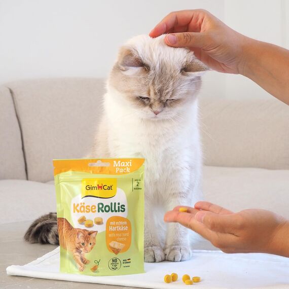 GimCat Käse Rollis - Getreidefreier und vitaminreicher Katzensnack mit echtem Hartkäse - 6er Pack (6 x 140 g)
