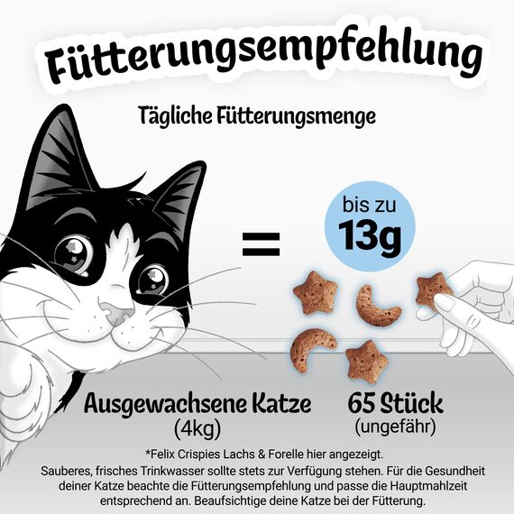 Felix Crispies Katzensnack, Knusper-Leckerlie mit Rind- und Huhngeschmack 8er Pack (8 x 45g)