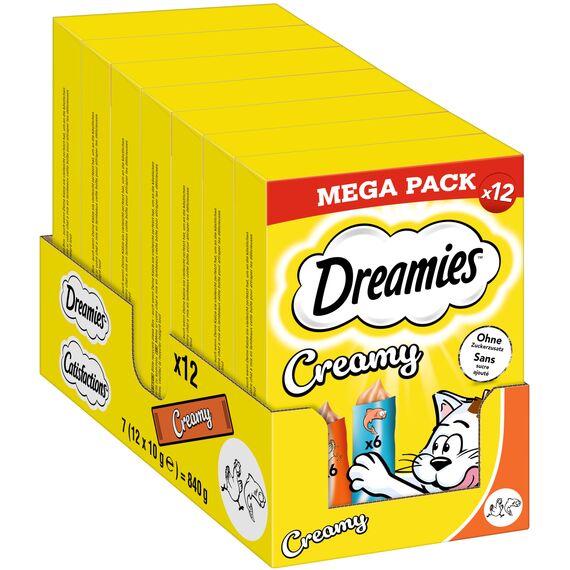 Dreamies Creamy Snacks Cremige Katzensnacks mit Huhn & Lachs Megapack 7x12x10g