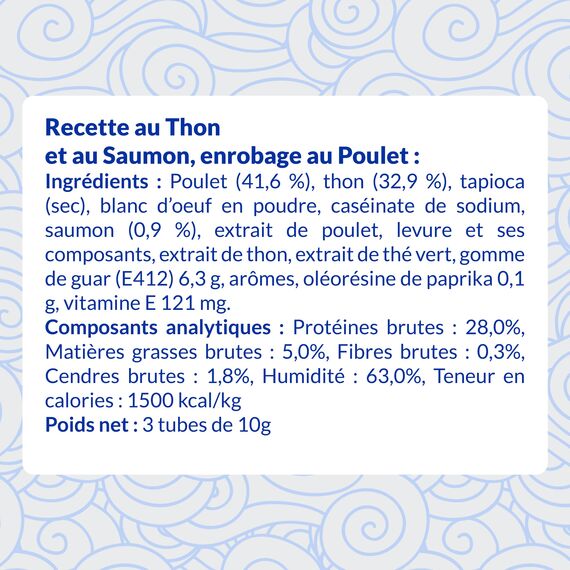 INABA Churu Bites - Katzensnacks in Knuspertaschen mit Cremiger Füllung - Leckerchen in Portionen aus Thunfisch & Lachs, 3 Tuben x10g (Packung mit 3)