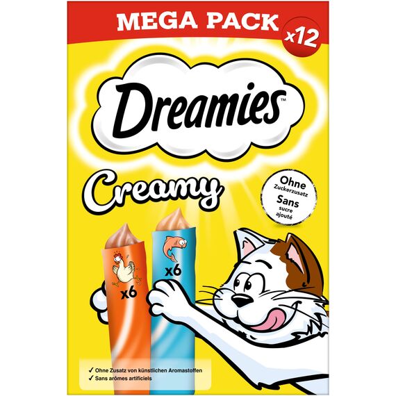 Dreamies Creamy Snacks Cremige Katzensnacks mit Huhn & Lachs Megapack 7x12x10g
