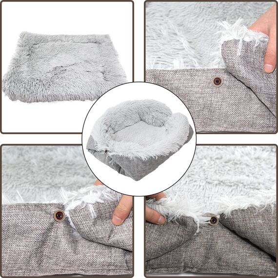 VERTUPET Katzenbett 2 in 1 Flauschig katzenkissen Plüsch Weich Katzenkissen Waschbar Schlafplatz Katzensofa, Haustierbett Hundebett Katzendecke für Katze und Kleine Hunde (Grau)