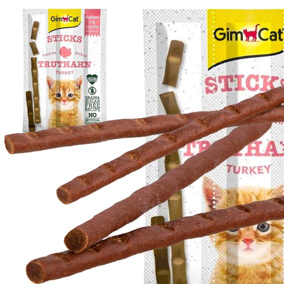 GimCat Sticks Kitten Truthahn - Softe Kaustangen mit hohem Fleischanteil und ohne Zuckerzusatz - 1 Packung (1 x 3 Sticks)
