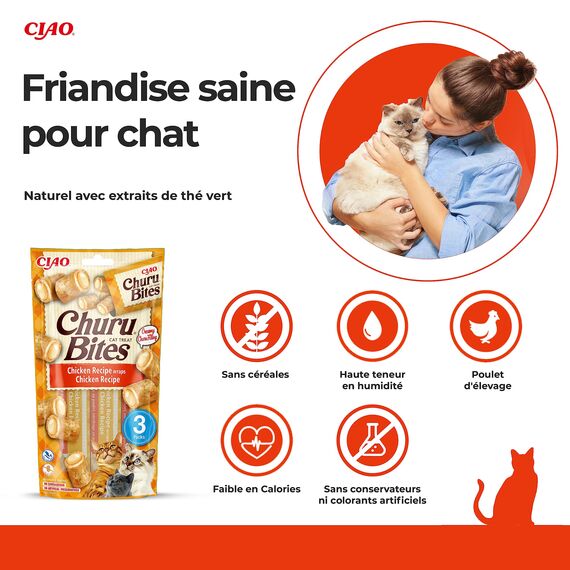 Churu Cat Snack Bites Huhn 3x10g (Packung mit 3)