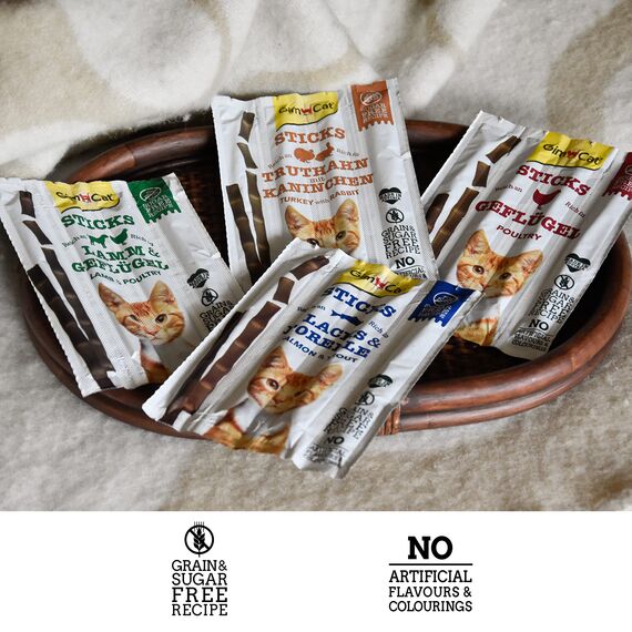 GimCat Sticks Lamm & Geflügel - Softe Kaustangen mit hohem Fleischanteil und ohne Zuckerzusatz - 1 Packung (1 x 4 Sticks)