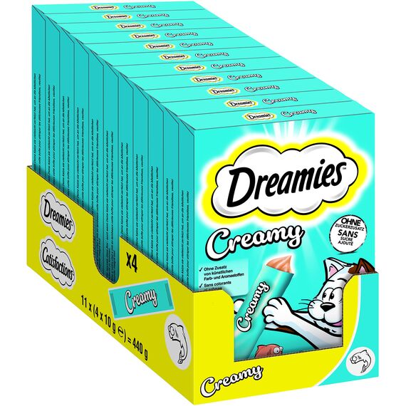 Dreamies Katzenleckerlis Creamy Snacks mit Lachs – köstlich cremiger Geschmack – 44 Portionsbeutel (11 x 4 x 10g)