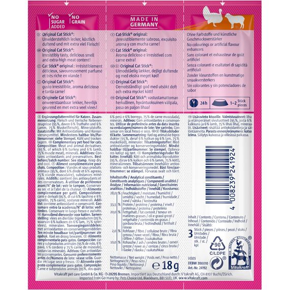 Vitakraft Katzensnack Cat-Stick mini Truthahn & Lamm - 60 x 6g