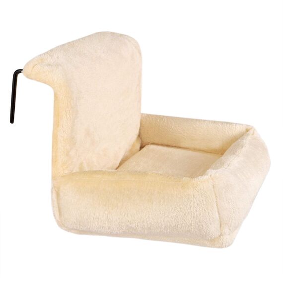 lionto Katzenheizungsliege mit kuscheligem Plüschbezug, warmes Katzenbett zum Einhängen mit Metallhaken für alle gängigen Heizungen, waschbare Katzenhängematte aus gemütlichem Material, beige