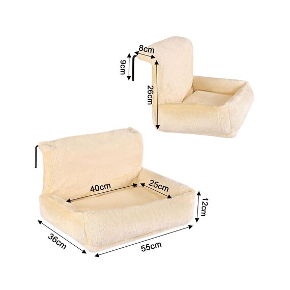 lionto Katzenheizungsliege mit kuscheligem Plüschbezug, warmes Katzenbett zum Einhängen mit Metallhaken für alle gängigen Heizungen, waschbare Katzenhängematte aus gemütlichem Material, beige