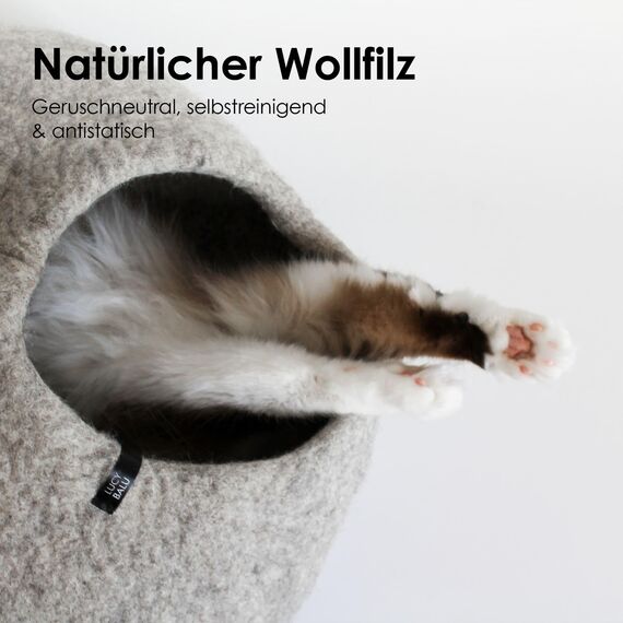 LucyBalu® Premium Katzenhöhle aus Filz | Natürliches Katzenbett aus 100% Flauschiger Wolle | Filzhöhle für Katzen handgefertigt in Nepal | Kuschelhöhle für Katzen | 45x45x28 cm | Rosa