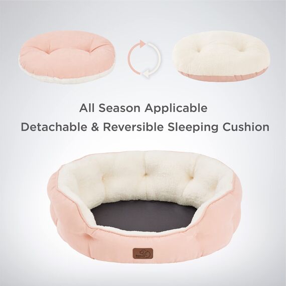 BEDSURE Katzenbett waschbar Katzen Bettchen - 63x53x20cm Katzenbett mit zweiseitig Innenkissen Katzenschlafplatz für Katzen oder kleine Hunde, rosa
