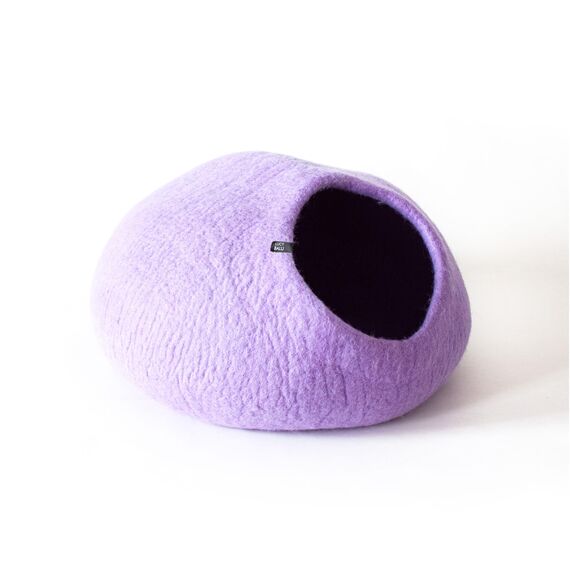 LucyBalu® Premium Katzenhöhle aus Filz | Natürliches Katzenbett aus 100% Flauschiger Wolle | Filzhöhle für Katzen handgefertigt in Nepal | Kuschelhöhle für Katzen | 45x45x28 cm | Lila