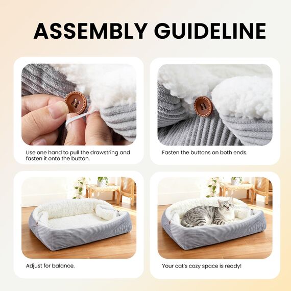 MAIYADUO Weiches Katzenbett Waschbar 75x50 cm Plüsch Haustierbett für Kleine Hunde und Katzen - 2 in 1 Katzenkissen Katzendecke Katzensofa Nest Bett, Entfaltete Größe 105x75 cm