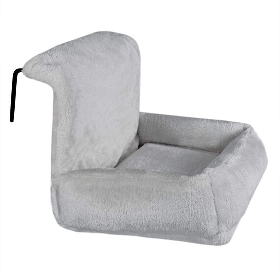 lionto Katzenheizungsliege mit kuscheligem Plüschbezug, warmes Katzenbett zum Einhängen mit Metallhaken für alle gängigen Heizungen, waschbare Katzenhängematte aus gemütlichem Material, hellgrau