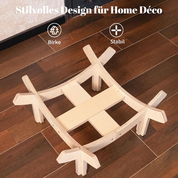 CheerPals Erhöhtes Katzenbett Blumenform, 55cm L&W Großes Katzensofa, Stilvoll Katzenstuhl mit Hochelastischer Weich Kissen, Katzenmöbel zum Schlafen für Alle Katze
