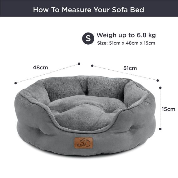 BEDSURE Katzenbett waschbar Katzen Bettchen - 51x48x15cm Katzenkorb mit Zweiseitig Innenkissen Katzenschlafplatz für Katzen oder kleine Hunde,Grau