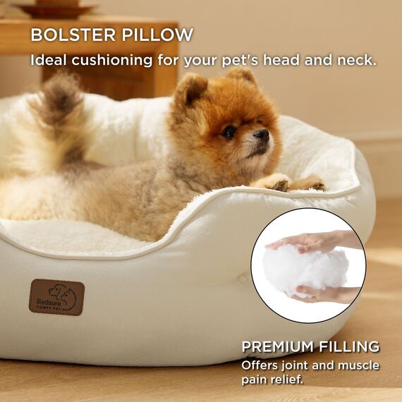 BEDSURE Katzenbett waschbar Katzen Bettchen - 63x53x20cm Katzenbett mit zweiseitig Innenkissen Katzenschlafplatz für Katzen oder kleine Hunde, weiß