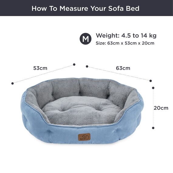 BEDSURE Katzenbett waschbar Katzen Bettchen - 63x53x20cm Katzenbett mit zweiseitig Innenkissen Katzenschlafplatz für Katzen oder kleine Hunde, blau