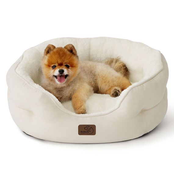 BEDSURE Katzenbett waschbar Katzen Bettchen - 63x53x20cm Katzenbett mit zweiseitig Innenkissen Katzenschlafplatz für Katzen oder kleine Hunde, weiß