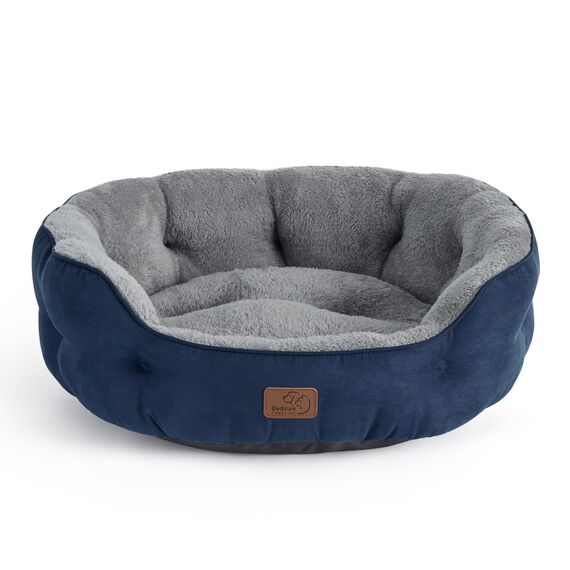 BEDSURE Katzenbett waschbar Katzen Bettchen - 51x48x15cm Katzenkorb mit zweiseitig Innenkissen Katzenschlafplatz für Katzen oder kleine Hunde, Navyblau