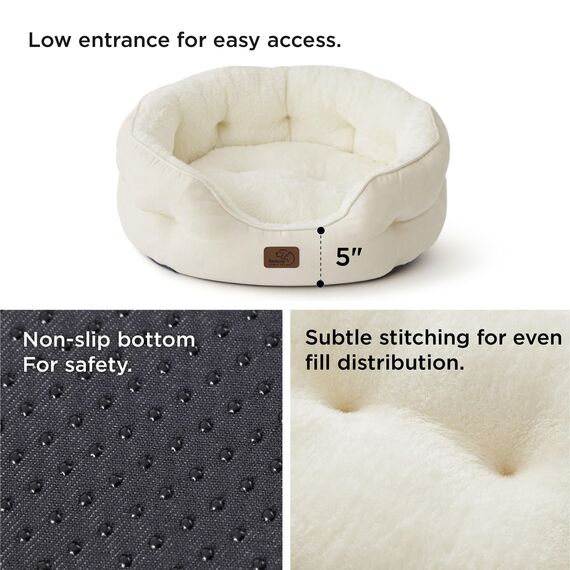 BEDSURE Katzenbett waschbar Katzen Bettchen - 63x53x20cm Katzenbett mit zweiseitig Innenkissen Katzenschlafplatz für Katzen oder kleine Hunde, weiß