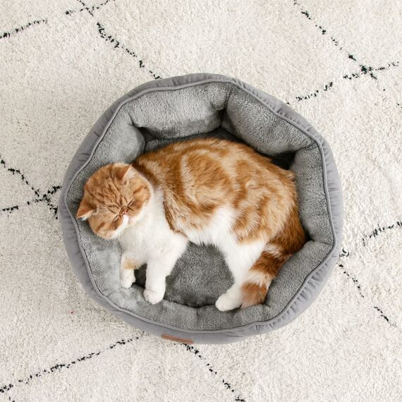 BEDSURE Katzenbett waschbar Katzen Bettchen - 51x48x15cm Katzenkorb mit Zweiseitig Innenkissen Katzenschlafplatz für Katzen oder kleine Hunde,Grau