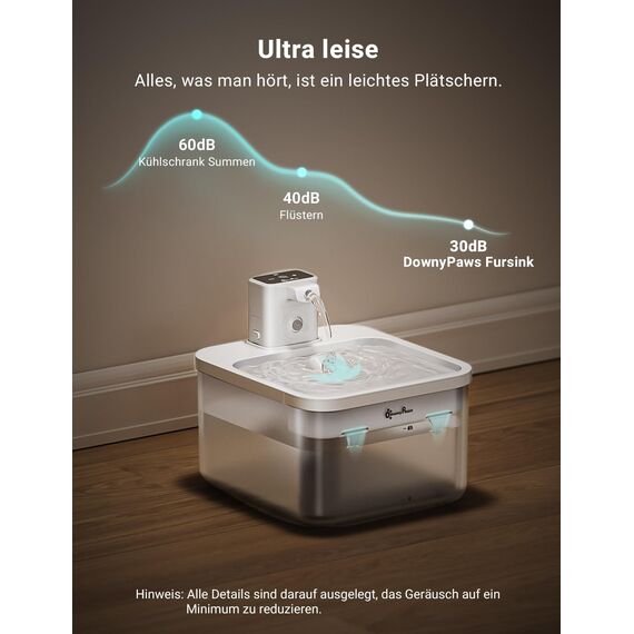 Katzenbrunnen Kabellos, Trinkbrunnen für Katze Kabellos mit Bewegungsmelder, DownyPaws 2.5L Batteriebetrieben Katzentrinkbrunnen, 4000mAh, Leise Ohne Strom, Automatisch Wasserspender Katzen, Weiß