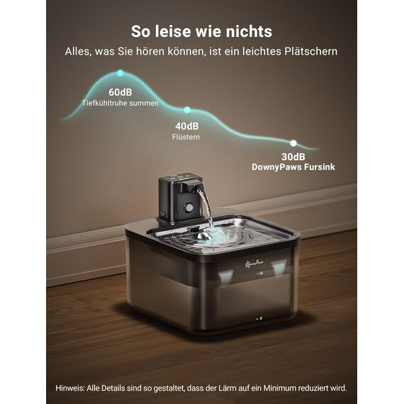 DownyPaws Katzenbrunnen Kabellos, Batteriebetriebener Trinkbrunnen für Katze mit Bewegungsmelder, 2.5L Katzentrinkbrunnen Leise Ohne Strom, Automatisch Wasserspender Katzen, Schwarz
