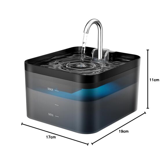 PawPoll Katzenbrunnen, 2,2L Trinkbrunnen für Katze, Super Leiser, Wasserhahn-Design Wasserbrunnen für Katzen mit LED und Aktivkohlefilter, Leicht zu Reinigen, BPA Frei, Zwei Wasserfluss-Designs