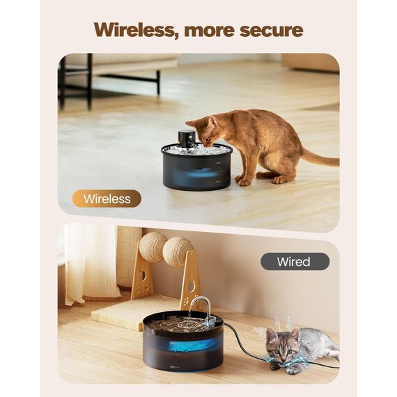 Trinkbrunnen für Katze Kabellos Katzen Wasserbrunnen: Katzentrinkbrunnen - Trinkbrunnen für Katzen mit Sensor - 3.2L Katzenbrunnen Edelstahl mit Bewegungsmelder - mit 6 Kohlefilters + 3 Schwämmes