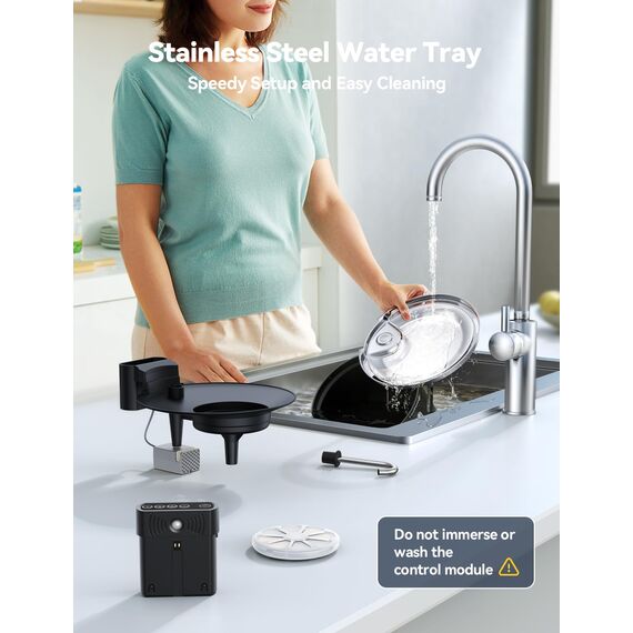 Katzenbrunnen Kabellos 3,5L-FEELNEEDY Trinkbrunnen für Katze mit Bewegungssensor-Batteriebetrieben Wasserbrunnen-4000 mAh Akkukapazität-304 Edelstahl Wasserschale-Pumpe Leise-mit 3 Filter-Schwarz