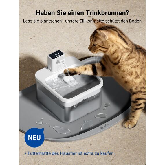 Katzenbrunnen Kabellos, Trinkbrunnen für Katze Kabellos mit Bewegungsmelder, DownyPaws 2.5L Batteriebetrieben Katzentrinkbrunnen, 4000mAh, Leise Ohne Strom, Automatisch Wasserspender Katzen, Weiß