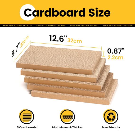 Conlun 5er-Pack Kratzbrett Katze mit Box, Beidseitige Kratzpappe für Katzen, Interaktive Öffnungen, Möbel-Schutz, Langlebig & Stabil (Mittel, Kariert)