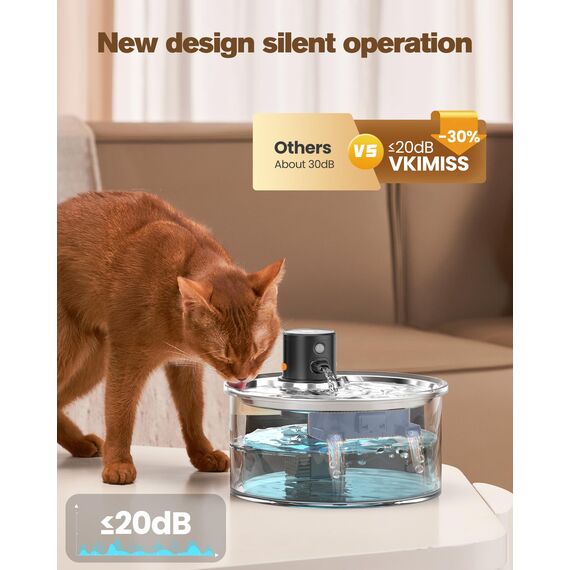 Trinkbrunnen für Katze Kabellos Katzen Wasserbrunnen: Katzentrinkbrunnen - Trinkbrunnen für Katzen mit Sensor - 3.2L Katzenbrunnen Edelstahl mit Bewegungsmelder - mit 6 Kohlefilters + 3 Schwämmes