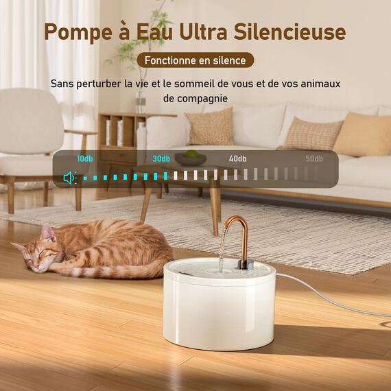 Keimi Katzenbrunnen Keramik, 2.1L Trinkbrunnen für Katze, Leiser Wasserspender für Haustiere, Katzenbrunnen für mehrere Haustiere, Filter für sauberes Wasser, Hygienisch und leicht zu reinigen, Weiße