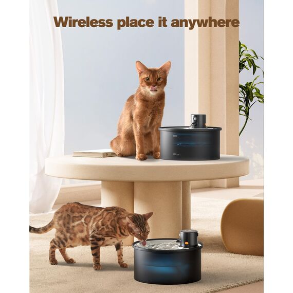 Trinkbrunnen für Katzen Kabellos Katzen Wasserbrunnen: Katzentrinkbrunnen - mit 8 Kohlefilters + 8 Schwämmes - Trinkbrunnen für Katze mit Sensor - 3.2L Katzenbrunnen Edelstahl mit Bewegungsmelder