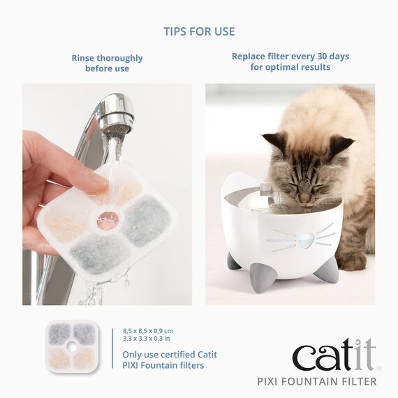 Catit 43722 Pixi Ersatzfilter, Trinkbrunnenfilter für die Catit Pixi Trinbrunnen, 6er Pack, Weiß