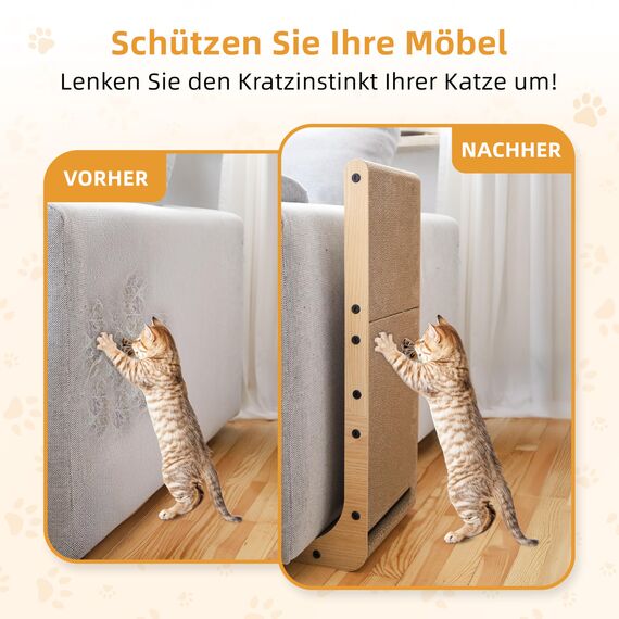 LINUMA® Kratzbrett 68cm hoch Kratzbretter Katze Katzenkratzbretter Kratzmöbel Kratzpappe für Katzen groß XXL Betten Decken & Möbel für Katzen Kratzmatte Katze