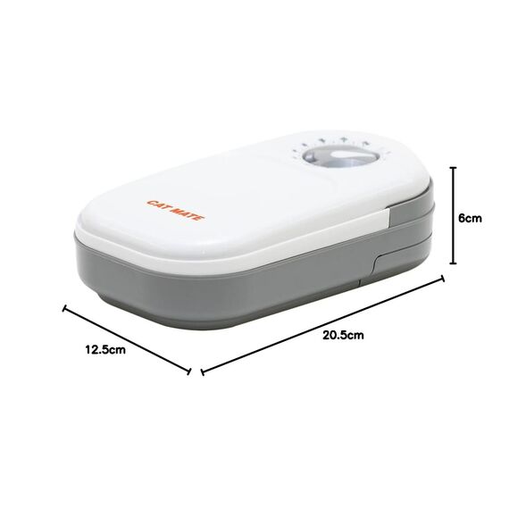 Cat Mate C100 Automatischer Einzelfutterautomat mit Timer-Steuerung – Geeignet für Katzen und Kleine Hunde, Für Nass- oder Trockenfutter, Fassungsvermögen Bis zu 400 g, Weiß